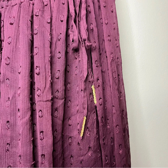 ANTHRO RAHI CALI Off Shoulder Clip Dot Sheer Gold Ties Longsleeve Blouse Top - Picture 8 of 11